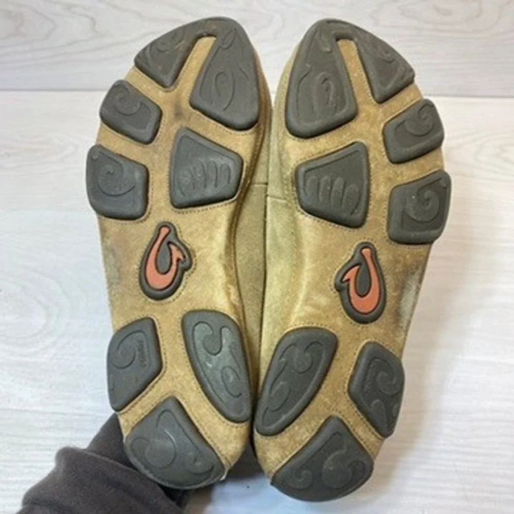 OluKai Mens 11 Moloa Kohana Slip On Loafers Suede Olive Green 10184-1010